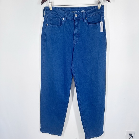 NWT Old Navy OG High Rise Loose Straight Leg Jeans Size 8 Dark Blue - Picture 2 of 7
